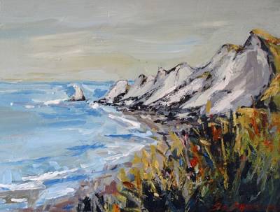 "Cape Kidnappers" - Oil on Canvas - Painting by Sue Schaare, a painter from Hawke's Bay, New Zealand.