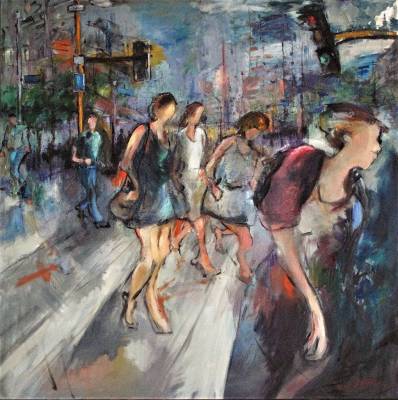 "Night Out" - Acrylic on Canvas - Painting by Sue Schaare, a painter from Hawke's Bay, New Zealand.