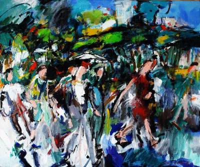 "Walk in the Park" - Acrylic on Canvas - Painting by Sue Schaare, a painter from Hawke's Bay, New Zealand.