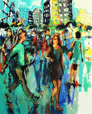 "Street Wise" - Acrylic on Canvas - Painting by Sue Schaare, a painter from Hawke's Bay, New Zealand.