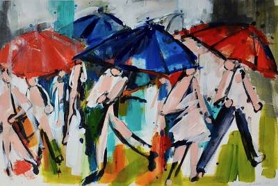 "Sunshine & Rain" - Acrylic on Paper - Painting by Sue Schaare, a painter from Hawke's Bay, New Zealand.